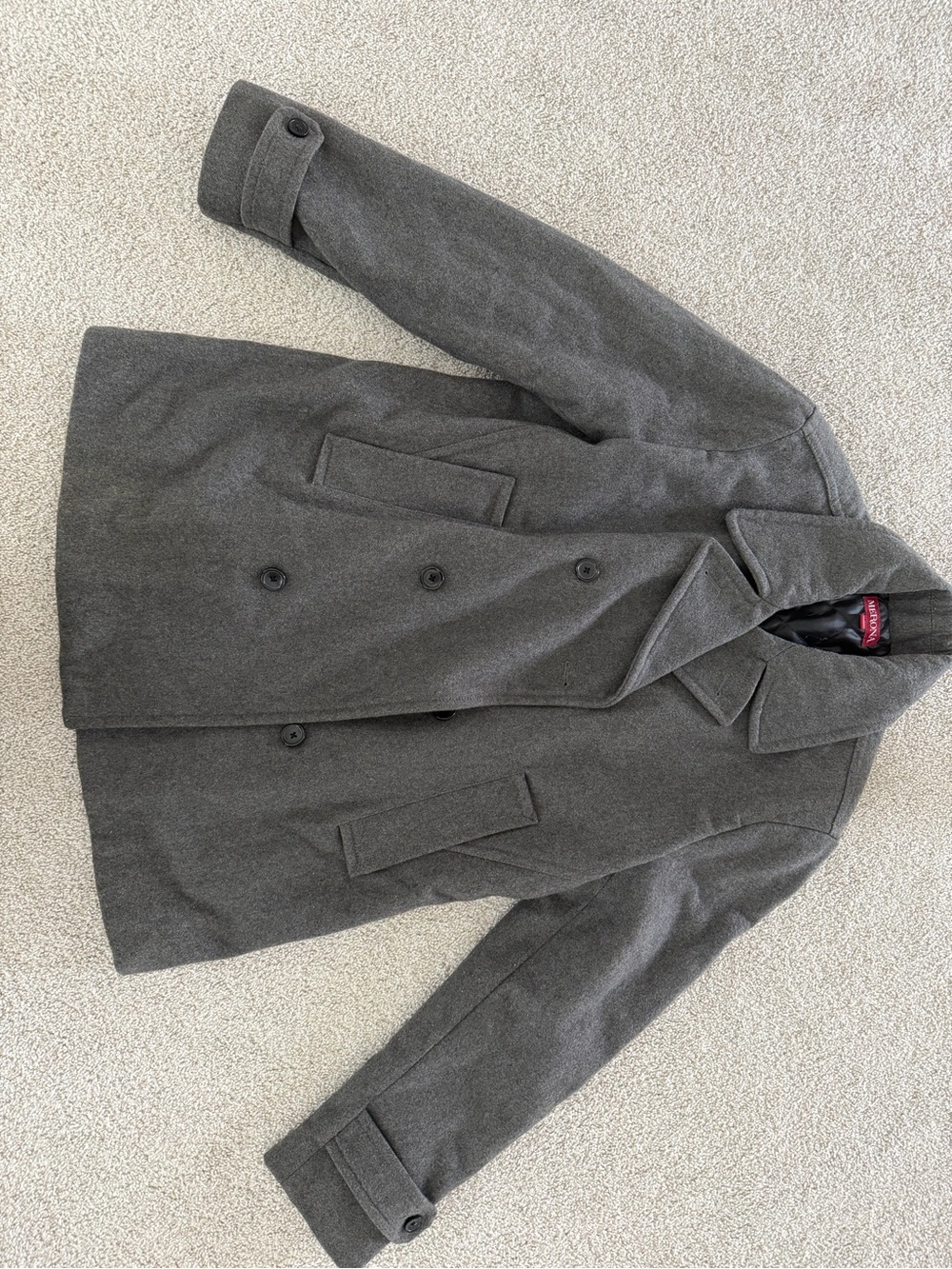 Merona Men's Gray Double-Breasted Wool Peacoat